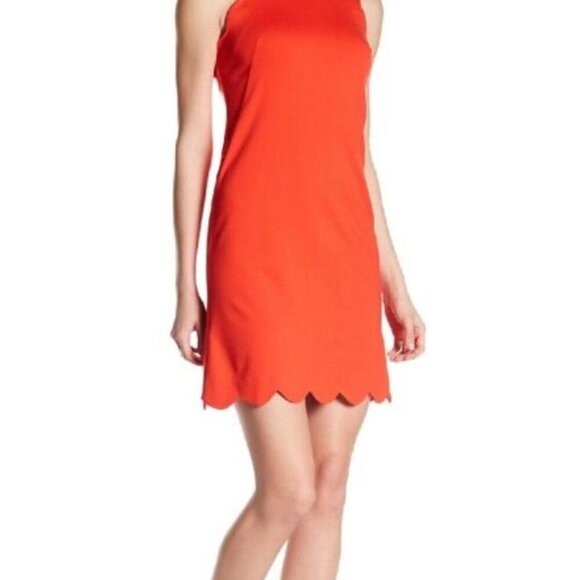 Blue Scalloped Edge Sleeveless Dress, Blue Bridesmaid Dress, Monochrome Dress - Picture 8 of 8